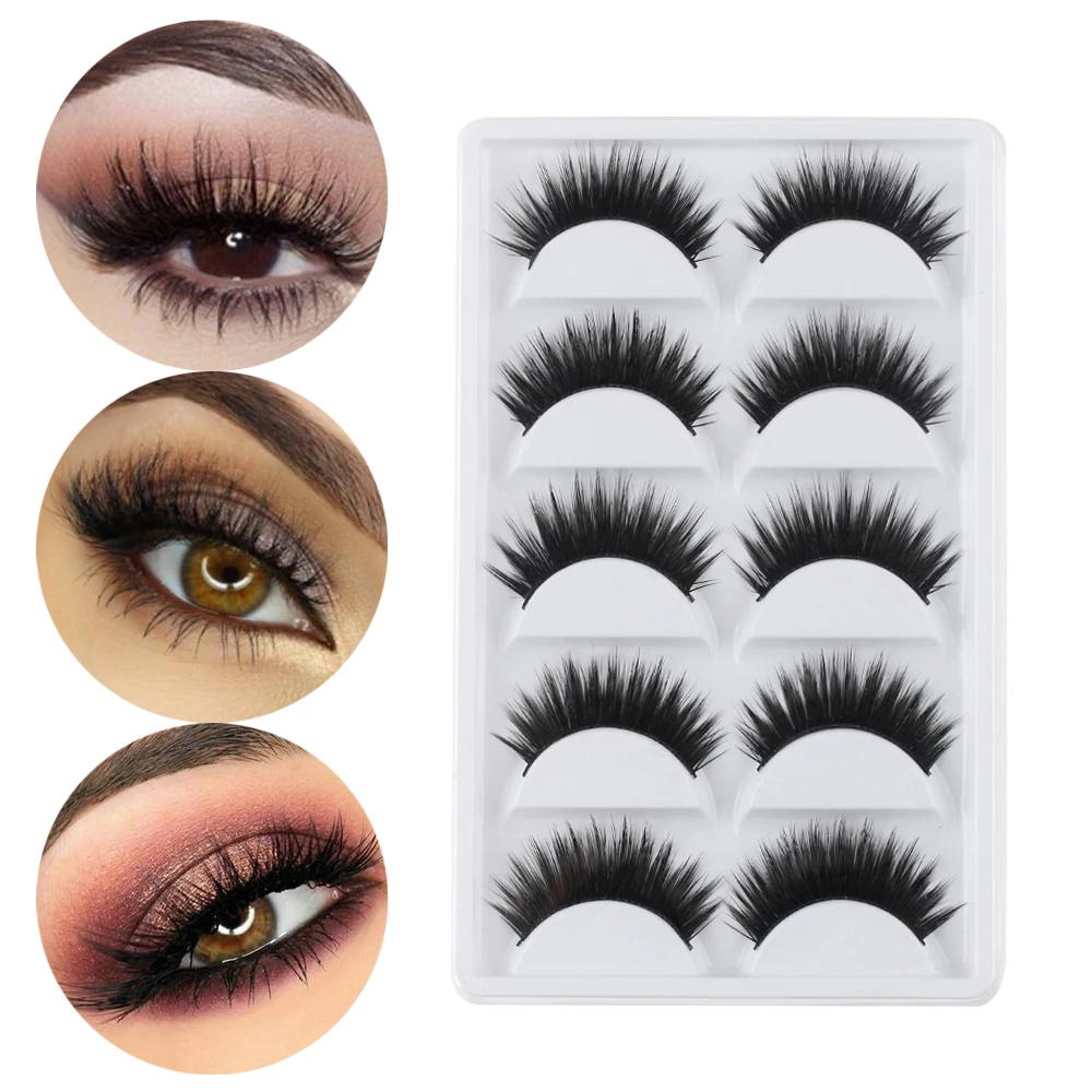 

5 Pairs Sexy Pure Hand-made Black False Eyelashes Thick Long Voluminous Fake Lashes Extension Makeup Beauty Tools