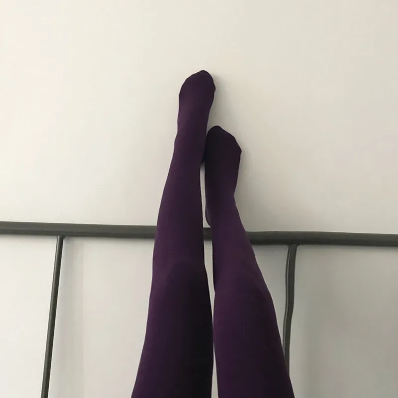 Женские корейские модные однотонные бархатные штаны с подошвой для ног, тонкие колготки для ног, 2 пары - Цвет: Фиолетовый