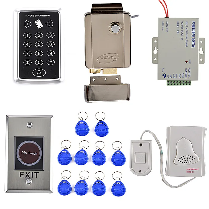 

Stronger Electric Door Lock + 125KHZ RFID KeyPad Card Access Control System Kit +Door Bell+Door Switch Good for Door Use