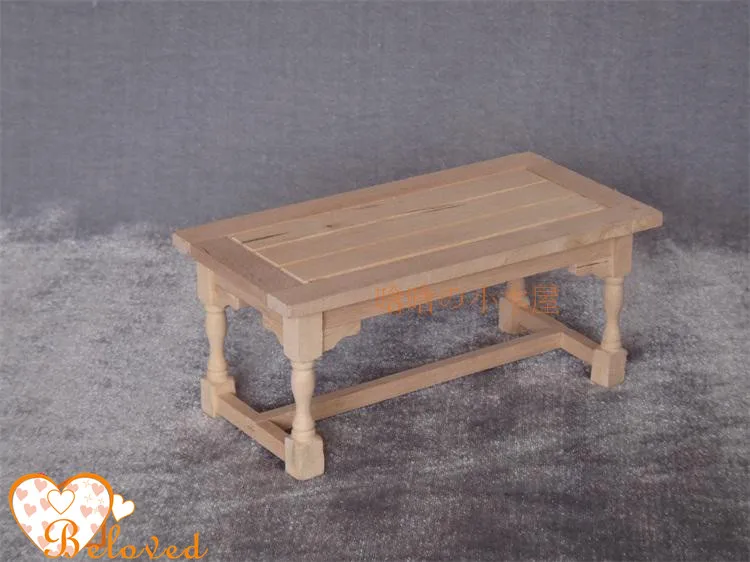 Unfinished Diy Dollhouse Furniture Miniature Dining Table Wooden