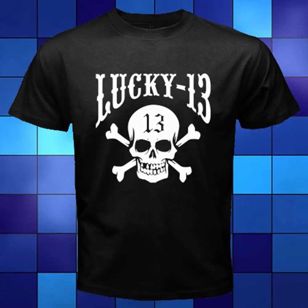 

New Lucky 13 Goth Punk Skull Black T-Shirt Size S M L XL 2XL 3XL