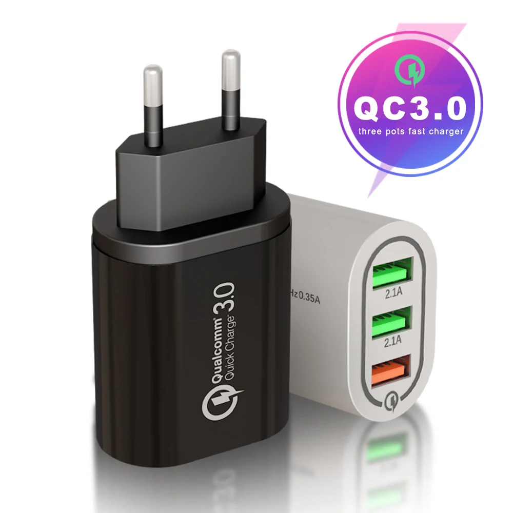Зарядное устройство USB 18W 5V 3A Quick charge 3 0 EU US Plug для iPhone X 8 7 Samsung S9 S10 Xiaomi mi 9 Huawei P20 P30 PRO
