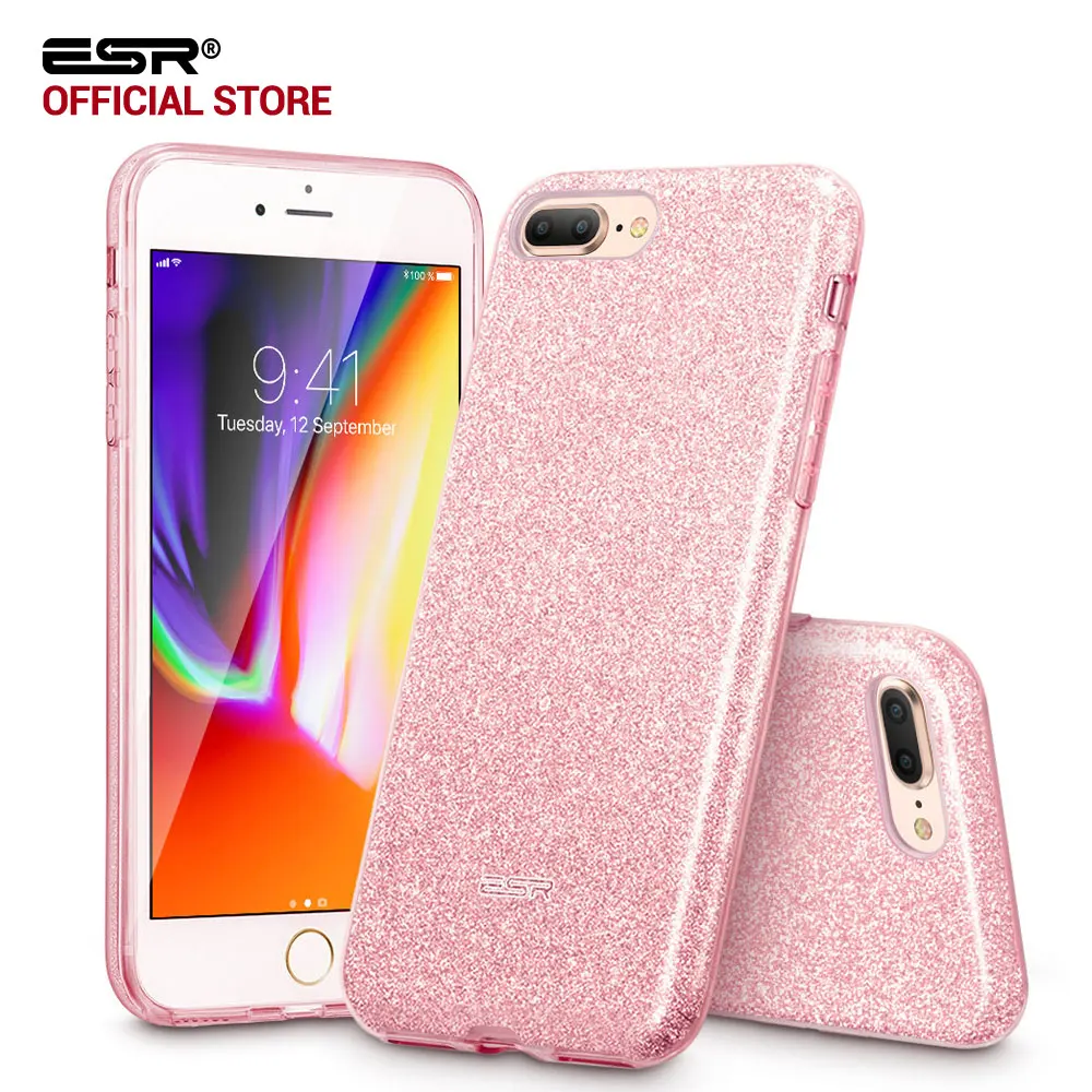 Case for iphone 8/8 Plus,ESR Makeup Series Back Cover Shinning Protective Bumper Bling Glitter 3 ...