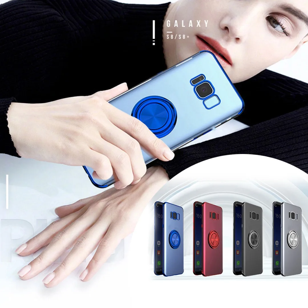 Luxury Car Bracket Soft TPU Ring Holder Stand Phone Case Back Cover for Samsung Galaxy Note 9 S8 S9 plus S10 Plus S10e Fundas