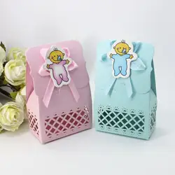 12 шт. 6,4x3,5x10 см DIYBaby подарок на день рождения коробка первый год конфеты мальчик синий палочка резные милый мальчик и девочка бумага крещение