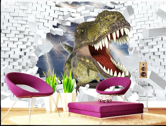 Frete grátis papel de parede personalizado 3d 2015 novo jogo de tv mural de  parede dinossauro 3 d decoração de casa - AliExpress