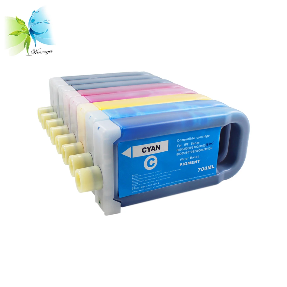 

WINNERJET 700ml PFI-301 and PFI-302 Compatible Ink Cartridge for Canon IPF 8100 9100 8110 9110 Printer