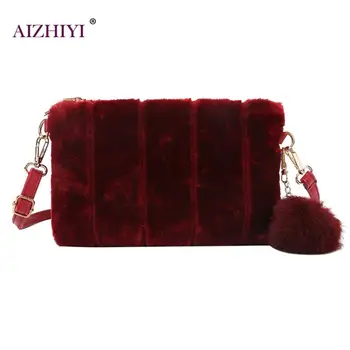 

Vintage Fashion Fur Plush Cony Hair Clutch Envelope Women Handbag Plush Day Clutches Women Messenger Shoulder Bags Female Bolsas