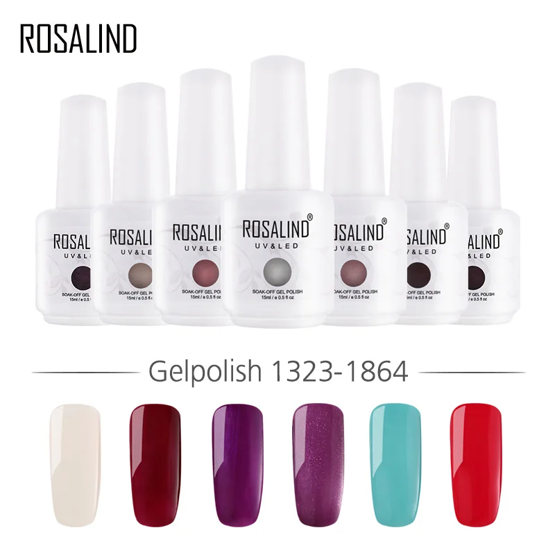 

ROSALIND Gel 1S Nail Gel Polish 15ML 60 Colors White Bottle Design Long-Lasting Soak off UV Gel Varnish for manicure nail art