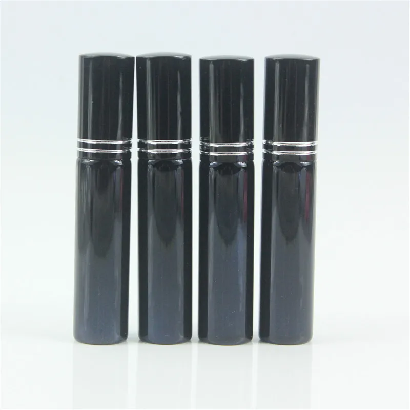 

50pcs/lot 10ml Portable UV Black Glass Refillable Perfume Bottle With Atomizer Empty Parfum Case With Tangent Cove