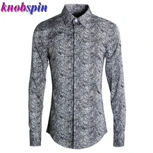 Быстросохнущая Мужская рубашка с защитой от морщин,, высококачественный смешанный хлопок, Мужская одежда, Camisas, длинный рукав, принт, тонкая рубашка