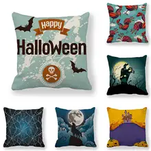 45cm*45cm Cushion cover Halloween Animal and Moon Design linen/cotton pillow case sofa and Home decorative pillow cover elephant girl and tree nature landscape design sofa pillow case