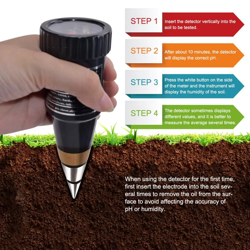 

yieryi New handheld moisture humidity meter ph tester for Garden soil Metal probe VT-05 10-80% Hygrometer