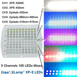 Cree XPE XP-E 5 канал 100 светодиодный s DIY свет лампы 4500 К 450NM Epi светодиодный s 395NM 430NM 660NM смешанный энергосбережения светодиодный лампы Медь PCB