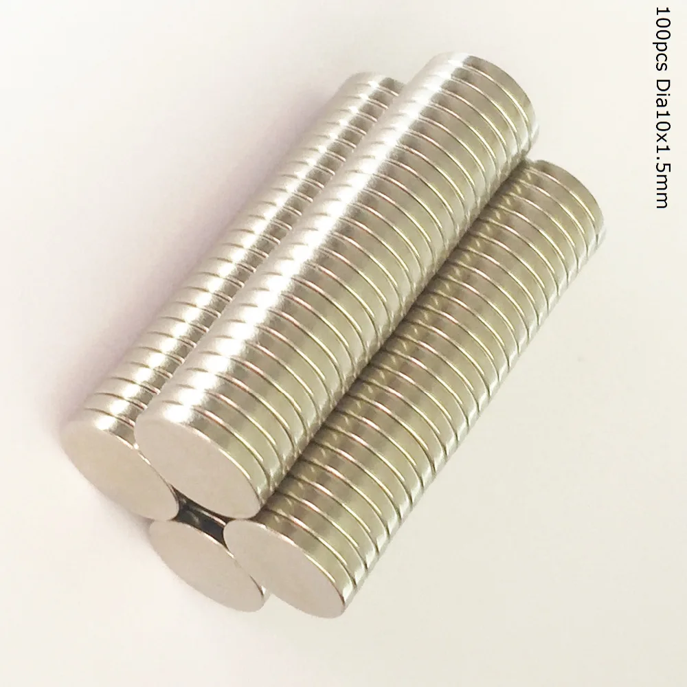 

100pcs disc 10x1.5mm N35 rare earth permanent strong quality neodymium magnet bulk NdFeB magnets nickle coated