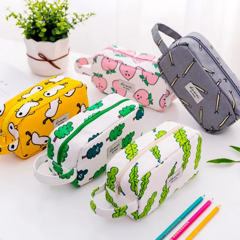 

cartoon large capacity canvas pencil case pencil bag Pouch Purse kawaii stationery escolar school supplies Students kids gifts