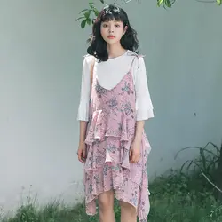 Прекрасный ленивый Chic Винтаж цветочный ремень платье Для женщин платья Повседневное леди Kawaii милая девушка женский в Корейском стиле для