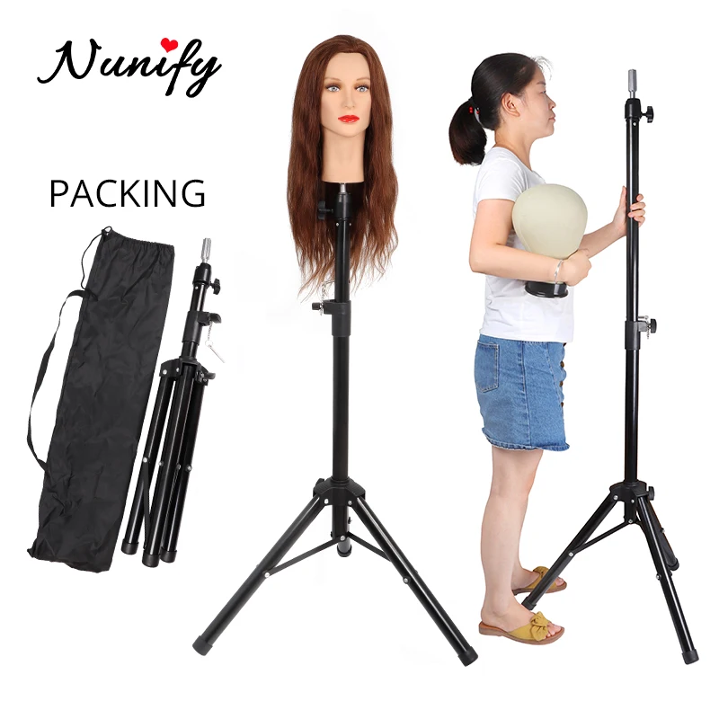 

Nunify Wig Head Stand Manikin Head Holder For Hairdressing Tripod For Wigs Head Adjustable Stronger Black Tripod Wig Stand