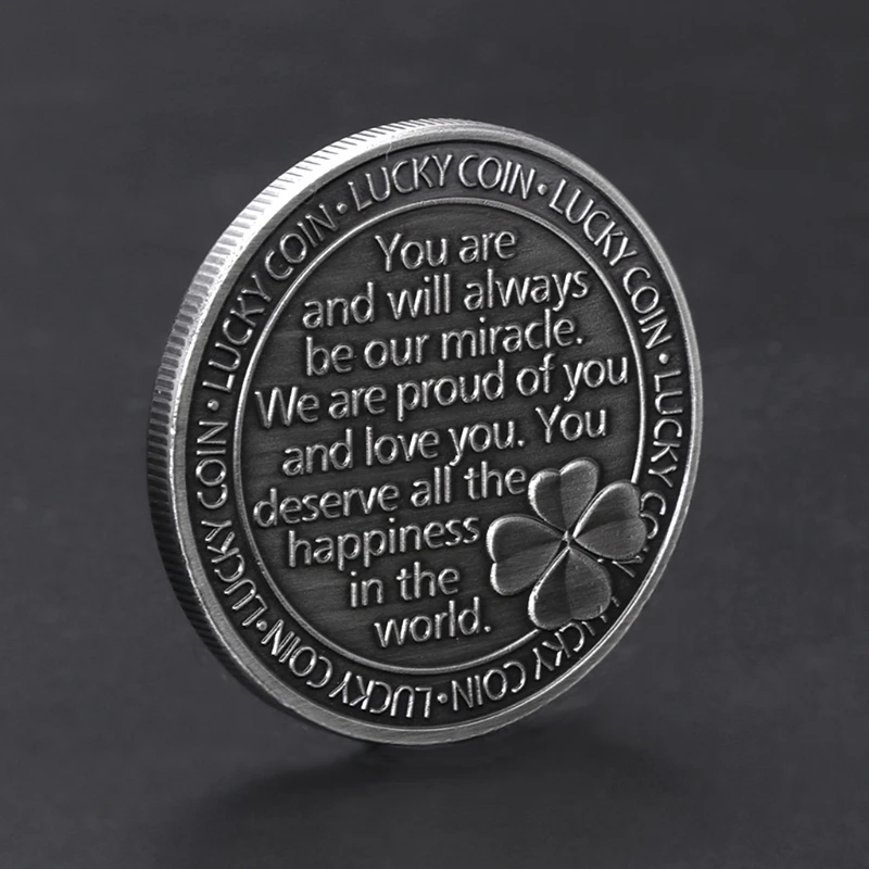 Памятная монета счастливые слова счастье цветок коллекция искусство подарки сувенир