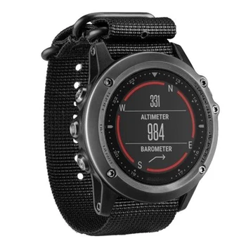 

YCYS-For Garmin Fenix 3 /HR Nylon Strap Wrist Watch Band Black