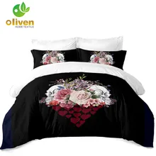 Couples Sugar Skull Bedding Set Rose Heart Printed Duvet Cover Set Valentine's Day Bedding Bedroom Decor Pillowcase 3pcs D30 Couples Sugar Skull Bedding Set Rose Heart Printed Duvet Cover Set Valentine's Day Bedding Bedroom Decor Pillowcase 3pcs D30