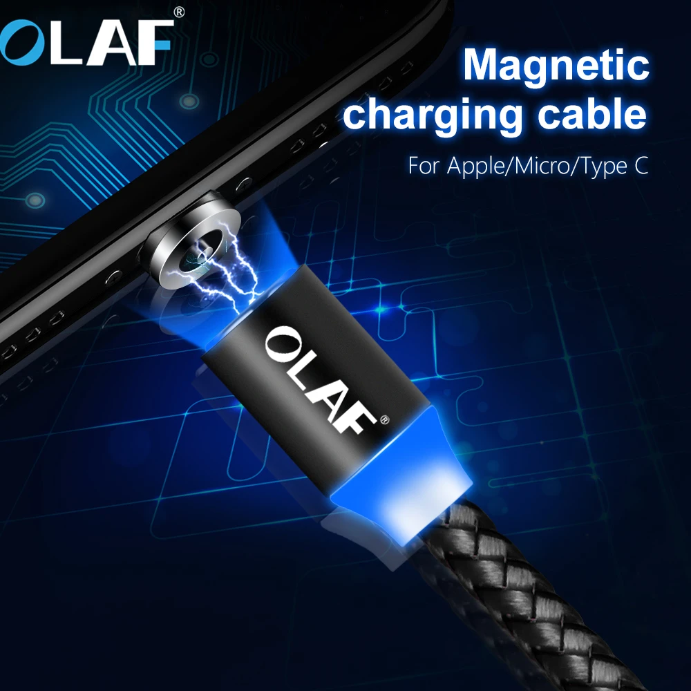

Olaf Magnetic Cable for iPhone XS Max 7 8 Samsung 2.4A Fast Charging Magnet Phone Cable for Micro USB Type C Cable Magnetic Cord