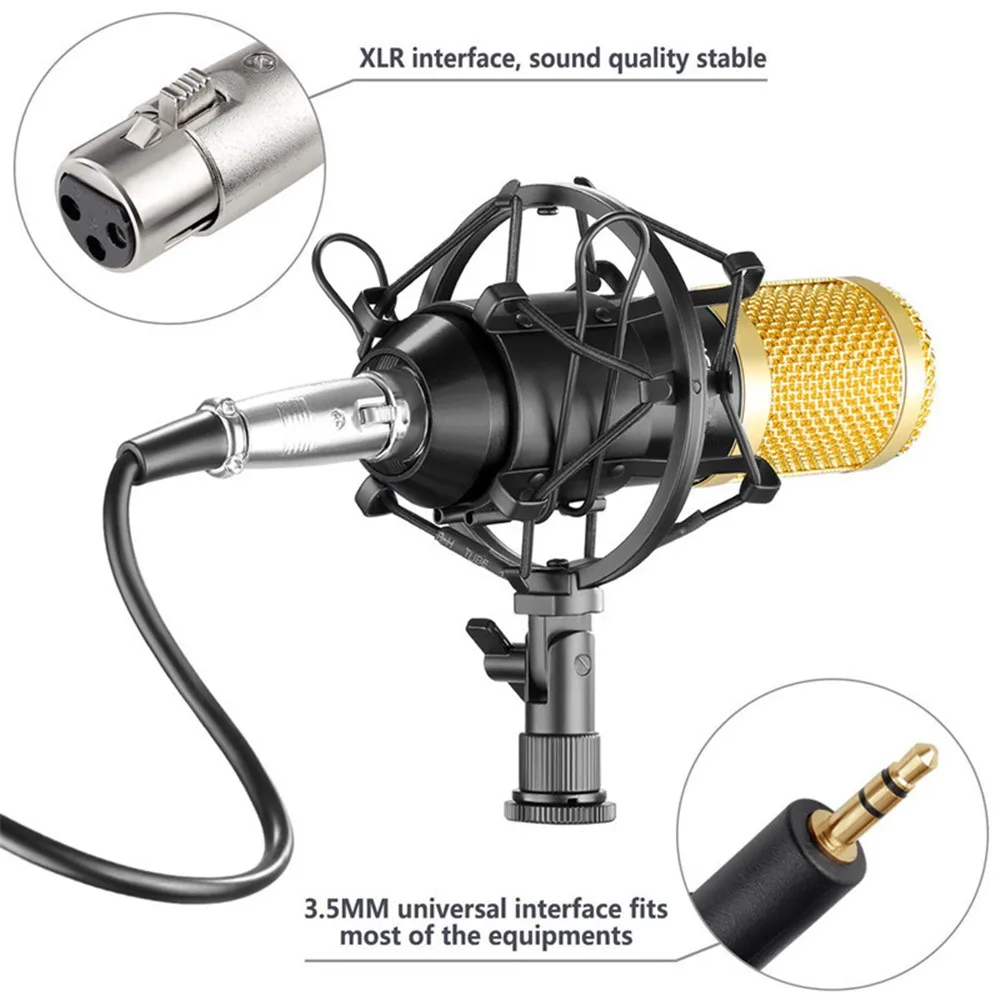 BM800 микрофон конденсаторный караоке запись звука с микрофоном амортизатор для радио Braodcasting BM-800 пение KTV BM 800