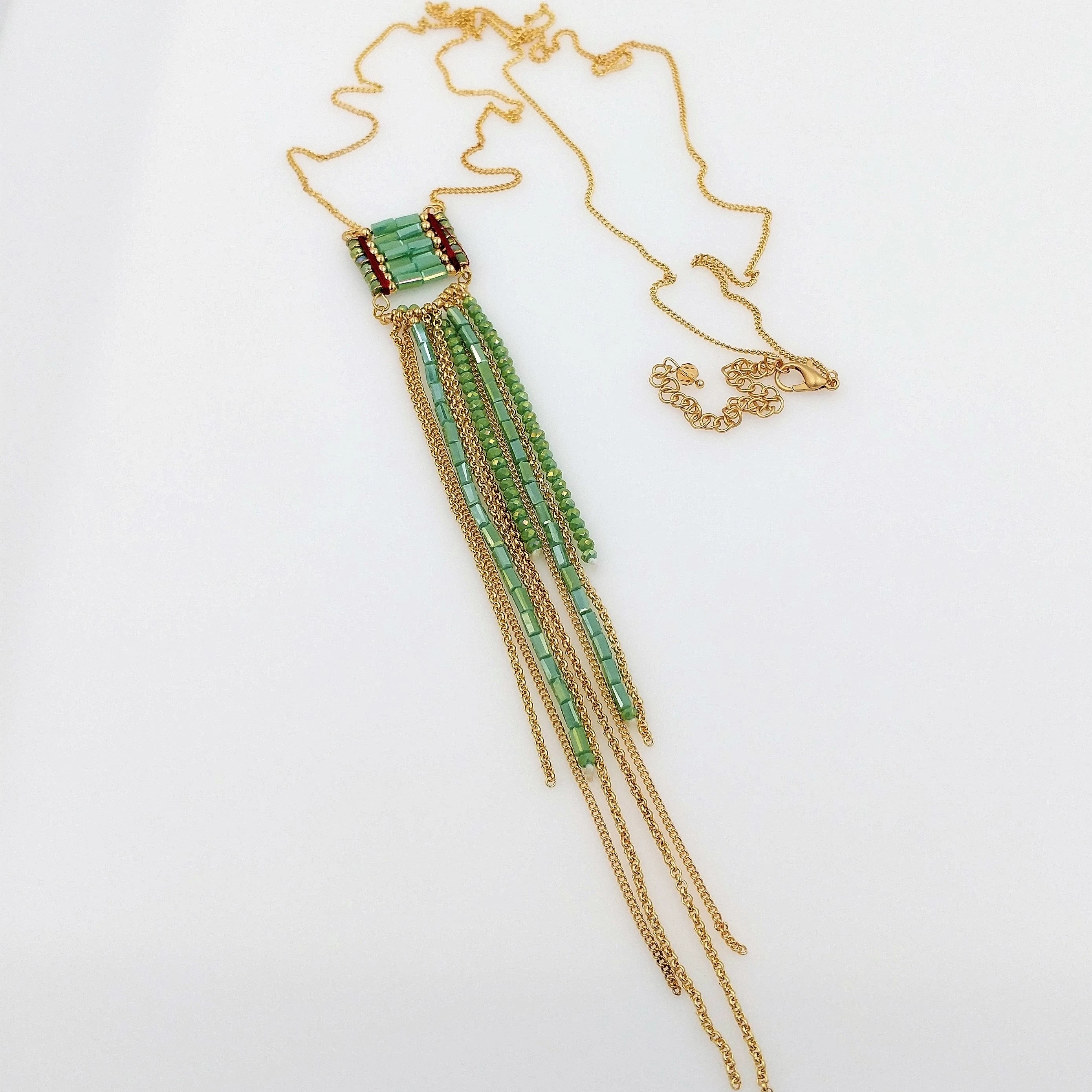 Tribal Faceted Bugle Bead Long Necklace (2)