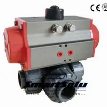 DN50 " union 3 way ПВХ шаровой клапан с пневматическим приводом с Заводской ценой для воды