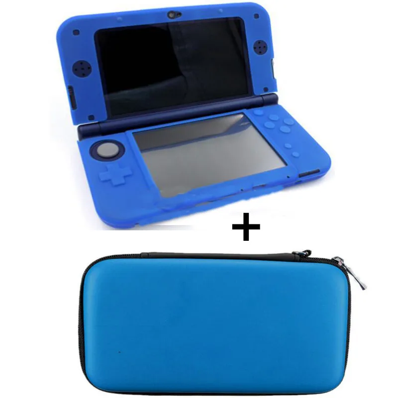 

Blue Hard Travel Carrying Case Pouch Storage bag+Rubber Soft Silicone Cover Case for Nintendo New 3DSLL 3DS XL 3DSXL 3DS LL