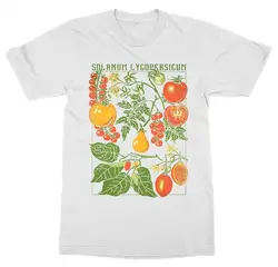 Короткий рукав O образным вырезом томатный футболка ботанический сад растение печати книги по искусству ботаника Блум фрукты цветок