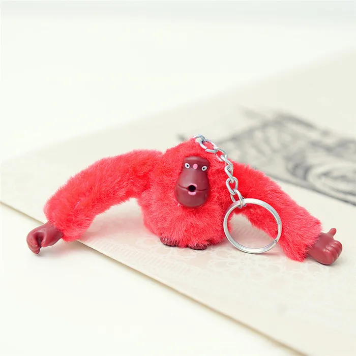 Fashion 10CM Cartoon Orangutan Plush Doll Toy Key Chain Ring Woman Bag Charms Faux Rabbit Fur Pom Pom Monkey Keychain Trinket (2)