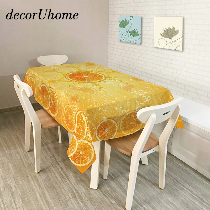 DecorUhome полиэфирные водостойкие прямоугольные скатерти с крутым оранжевым узором
