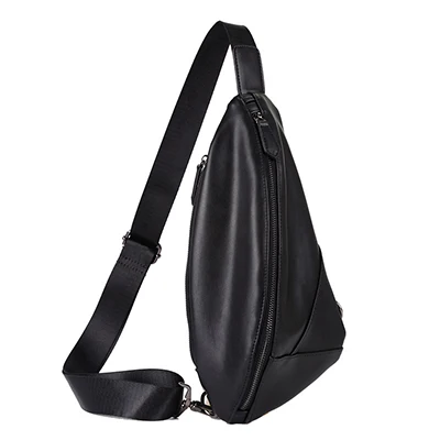 Мужская нагрудная сумка в стиле ретро из искусственной кожи, сумка на одно плечо, водонепроницаемая дорожная мужская сумка-мессенджер, нагрудный карман, сумка через плечо - Цвет: Black