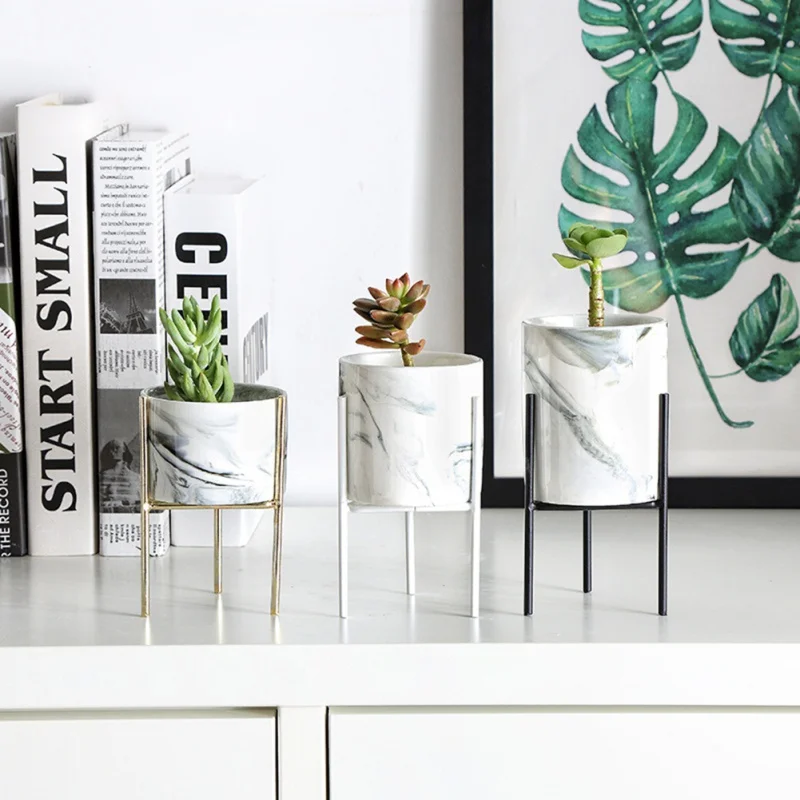 geometric white planter pot