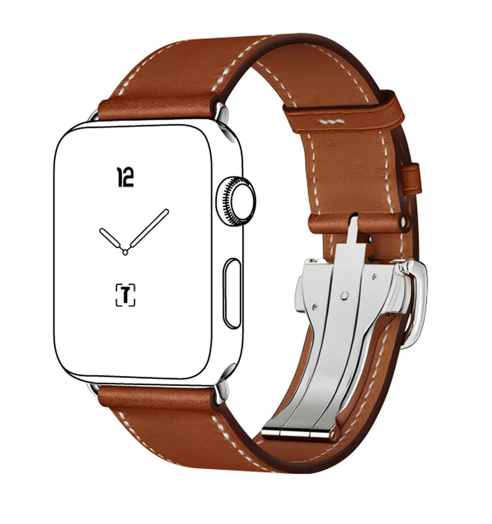 

Genuine Leather Single Tour Deployment Buckle for Apple Watch Band Replacement Watch Strap for Apple Watch Bands 42mm