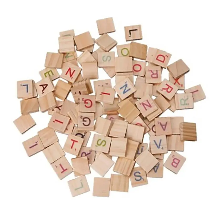 

100X Wooden Scrabble Tiles Colorful Letters Numbers For Crafts Wood Alphabet Toy AR Toy Dropship Y1128