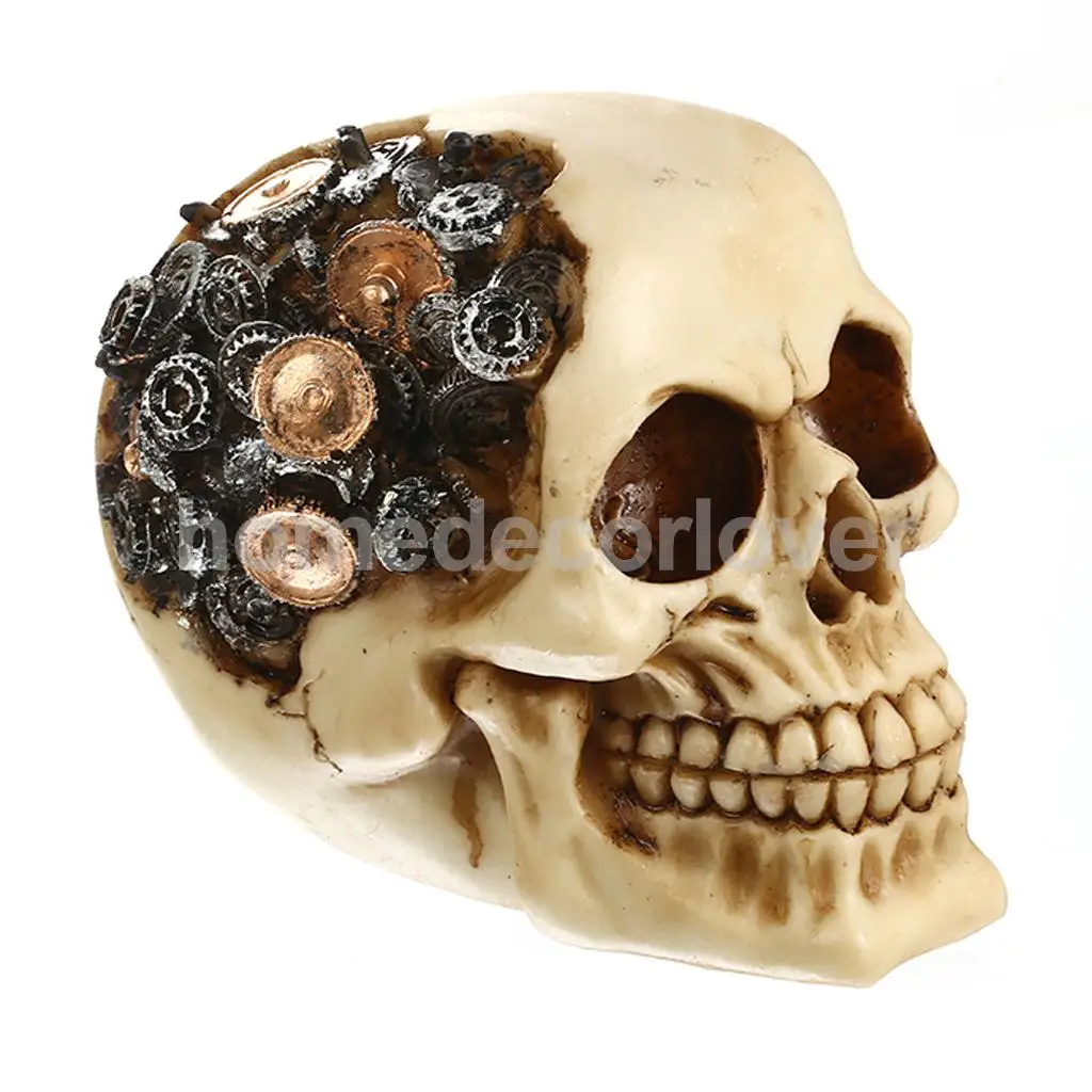 

3D Skull & Gears Ornament Gothic Steampunk Rave Cyber Goth Night Party Pub Bar Decorative Craft