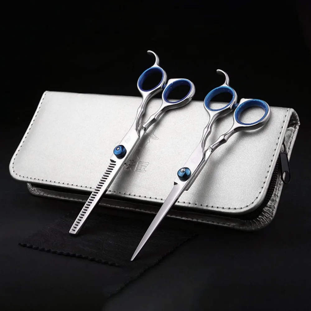 

SMITH CHU Hair Scissors Set 6 Inch Cutting Thinning Styling Tool Salon Hairdressing Shears Regular Flat Teeth Blade 58HRC new