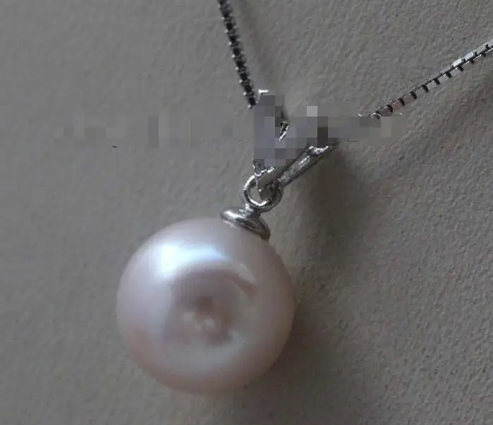 

FREE SHIPPING HOT sell new Style >>>>Charming Genine Natural 10mm White Perfect Round Pearl Pendant 925silver #f2242!