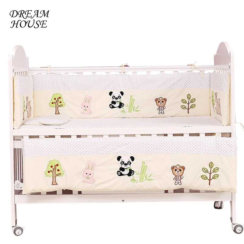 

Girl Boy Bedroom Cribs Baby Bed Bumpers Infant Cushions Baby Protect Bumpers Newborn Room Decor Cots 4pcs Bumper+1pc Mattress