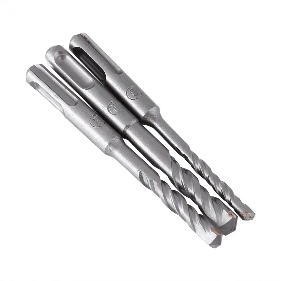 3pcs 110m Length Electric Rotary Hammer Drill Bits Chrome Steel