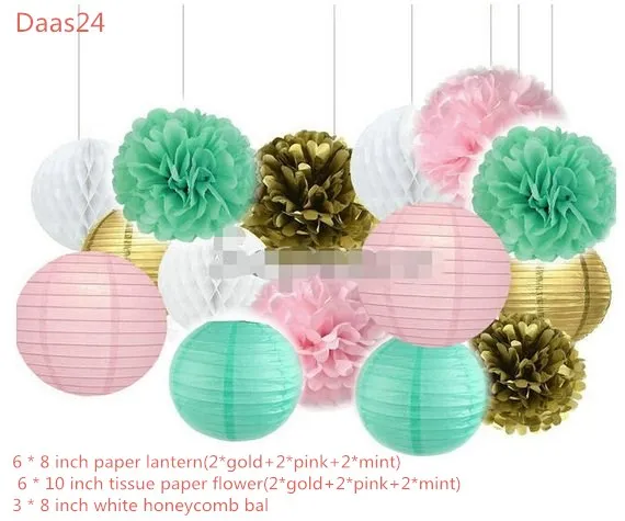 Papier Tissu Pompons Pompon Honeycomb Balls Fan lanterne Mariage Fête Anniversaire