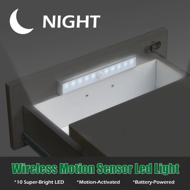 

10 LED Wardrobe Infrared Wireless Battery Lights Motion Detector Wall Lamp Motion Sensor Night Light 80000 Hours