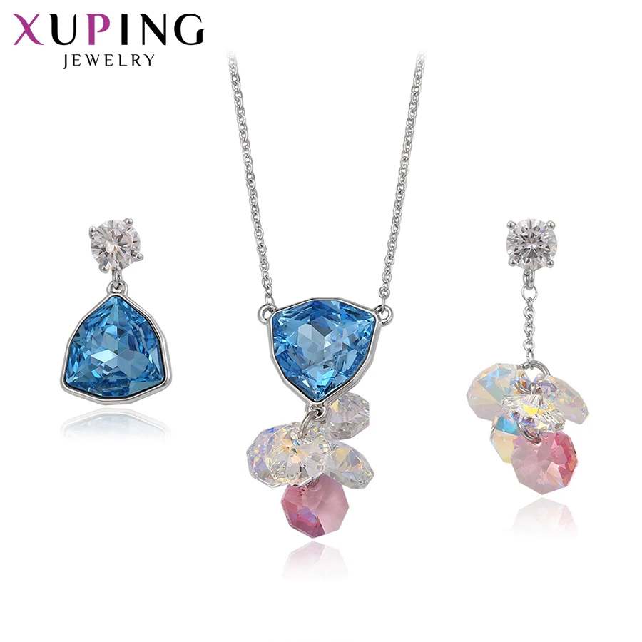 Xuping роскошный Дамский ювелирный набор Прекрасные кристаллы от Swarovski Ювелирные