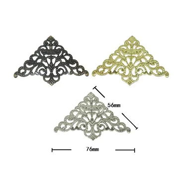 

Filigree Triangle Flower Wraps Cabochon Ancient Christmas Flatback Metal Embellishments Scrapbooking For DIY,56mm,50Pcs