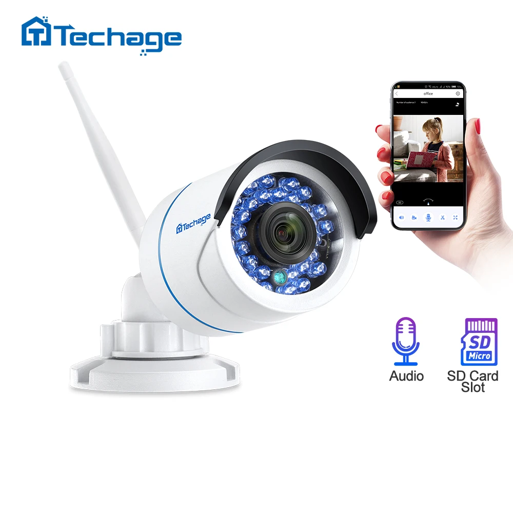 Techage 1080 P wifi IP камера домашний уличный водонепроницаемый сетевой 2MP аудио звук