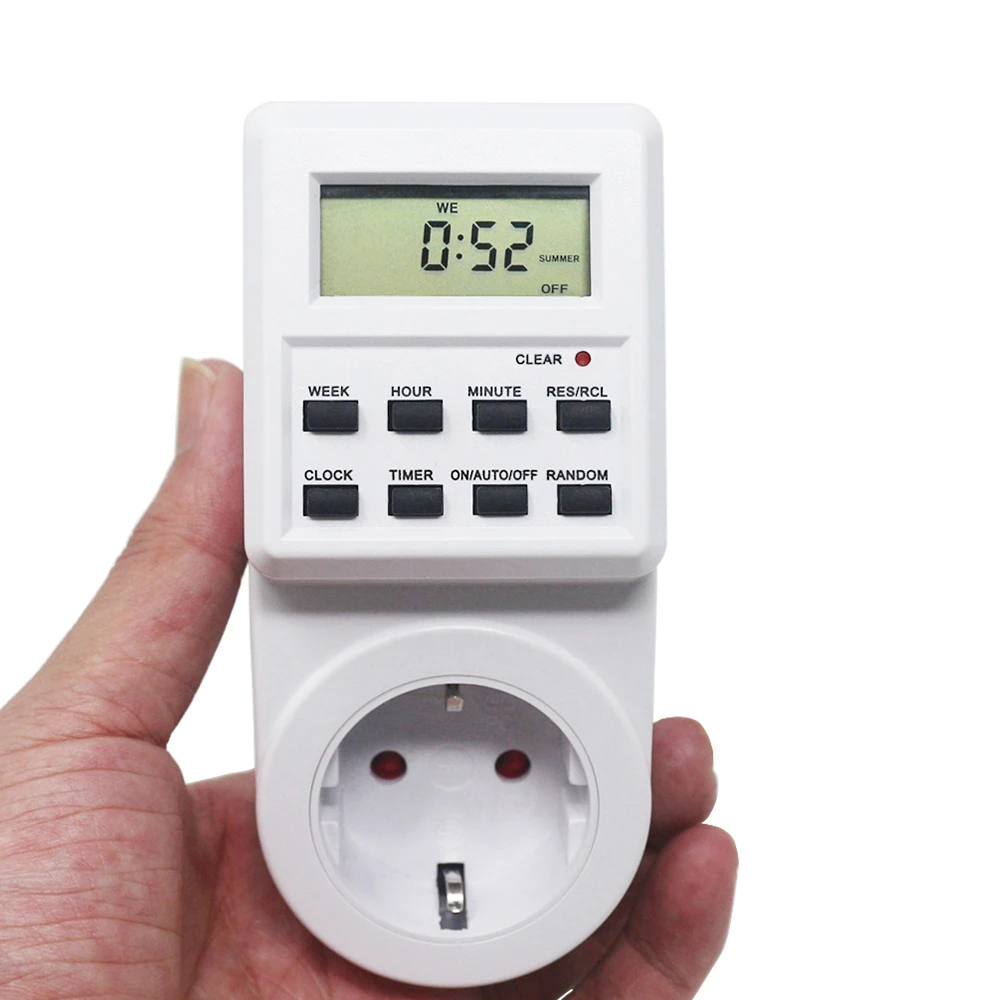 Eu Plug In Timer Schakelaar 230V Digitale Wekelijkse Programmeerbare 12/24 Uur Outlet Tijd Klok Timing tool Timer Socket|Timers| - AliExpress