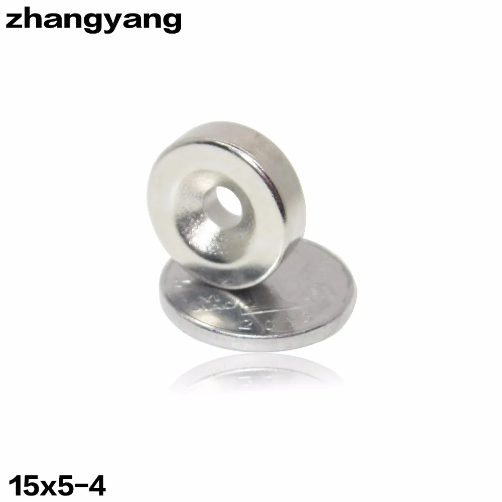 

ZHANGYANG New 10pcs 15 mm x 5 mm Strong Ring Magnets Countersunk Hole 4 mm Rare Earth Neodymium Circular magnet Neodymium magnet
