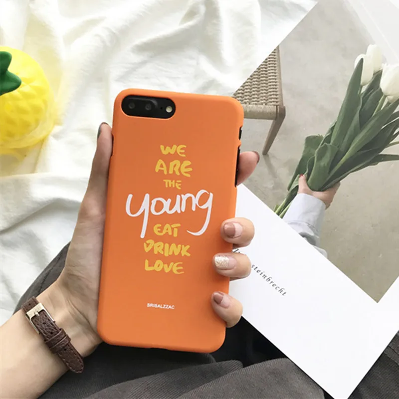 

Fashion Simple Solid color letter Phone Case For coque iPhone 7 8 6 6S Plus hard matte case for iphone cover X Xs XR Back Cover
